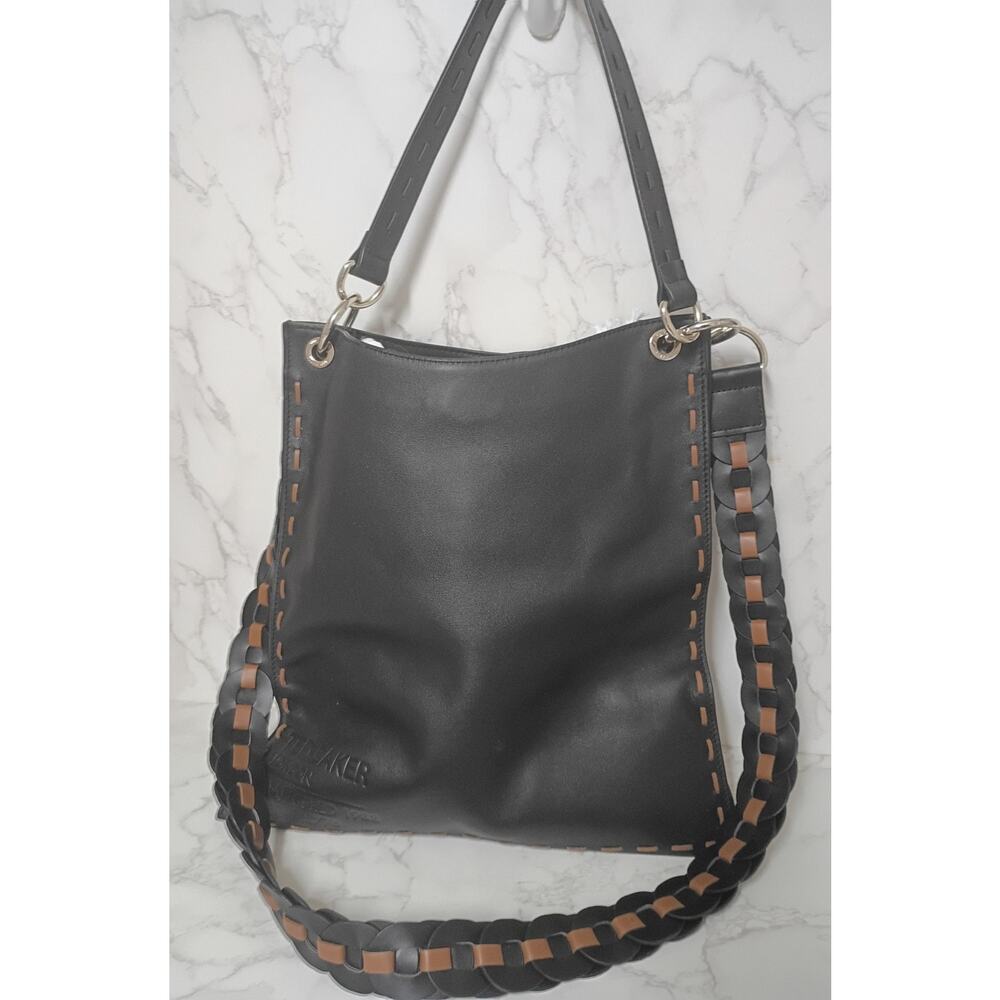TED BAKER Braidea Black Leather Whipstich Hobo Bag - NWT
